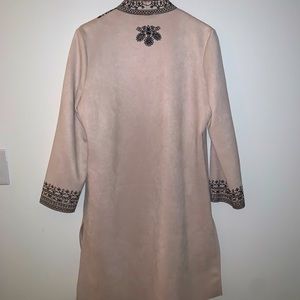 Faux Suede Embroidered Cardigan